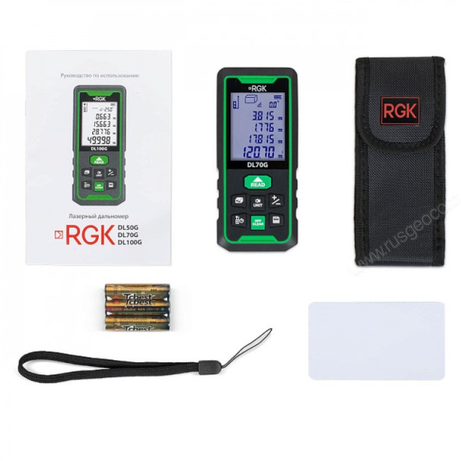 Лазерный дальномер RGK DL70G (с поверкой) - зеленый луч