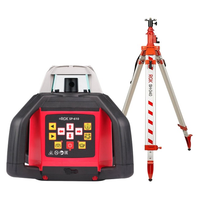Комплект: ротационный нивелир RGK SP-610 + элевационный штатив RGK SH-340