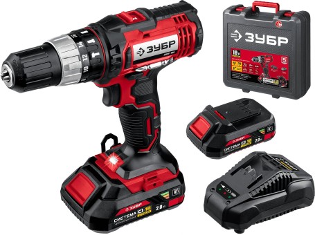 Ударная дрель-шуруповерт ДШУ-185-22 ЗУБР 2 АКБ