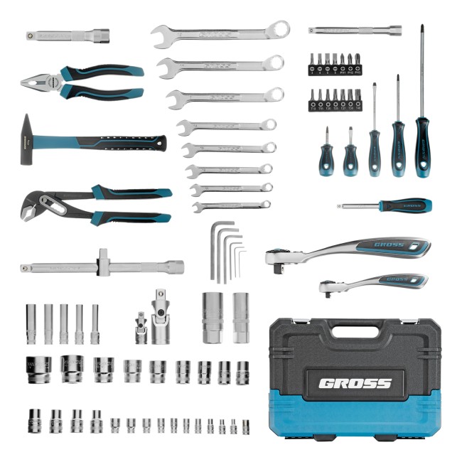 Набор инструментов 1/4", 1/2" CrV 76 предметов Gross