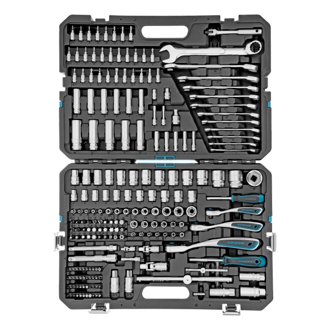 Набор инструментов 1/2", 3/8", 1/4" CrV 216 предметов Gross