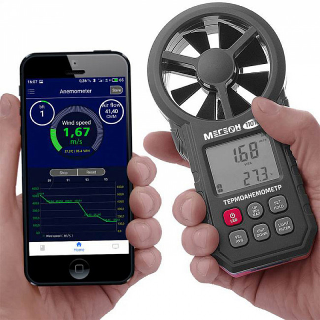 Цифровой термоанемометр МЕГЕОН 11070 с Bluetooth