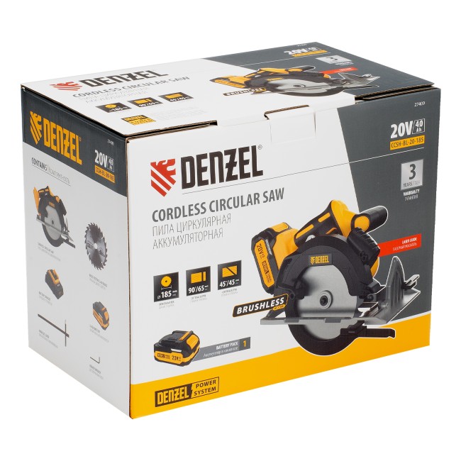 Пила циркулярная аккумуляторная CCSH-BL-20-185 Denzel Пила циркулярная аккумуляторная CCSH-BL-20-185 Denzel