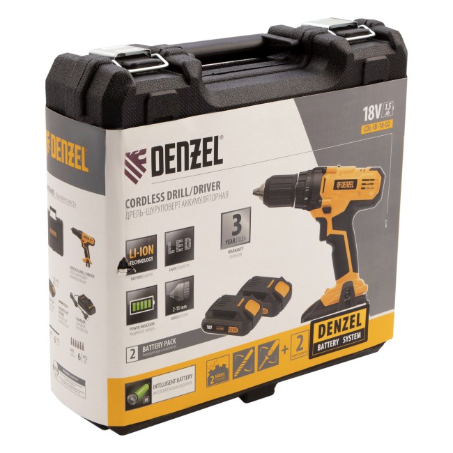 Дрель-шуруповерт аккумуляторная CDL-IB-18-02 Denzel