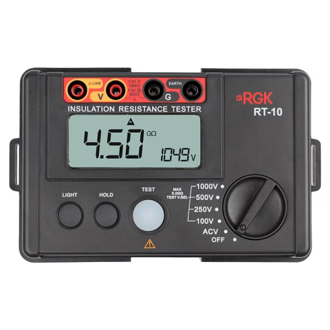 Цифровой мегаомметр RGK RT-10 с поверкой Цифровой мегаомметр RGK RT-10 с поверкой