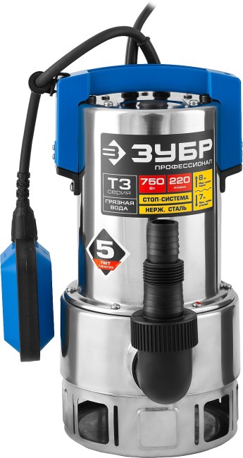 Дренажный насос для грязной воды Профессионал НПГ-Т3-750-С ЗУБР 750 Вт Дренажный насос для грязной воды Профессионал НПГ-Т3-750-С ЗУБР 750 Вт