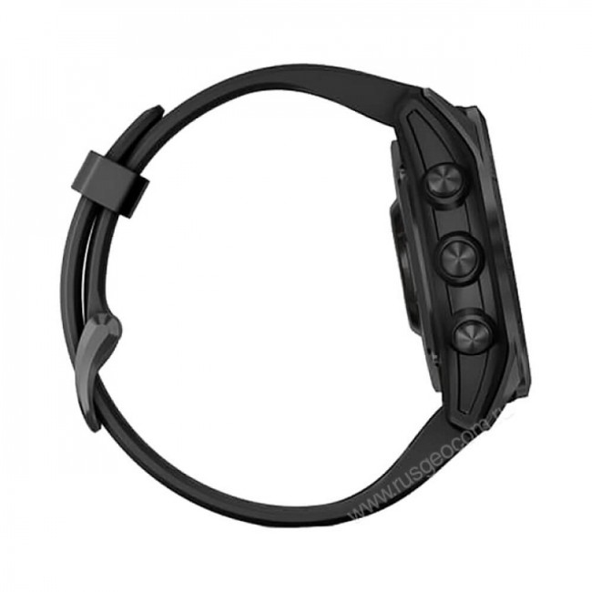 Часы Garmin Fenix 7S Solar серый с черным силиконовым ремешком