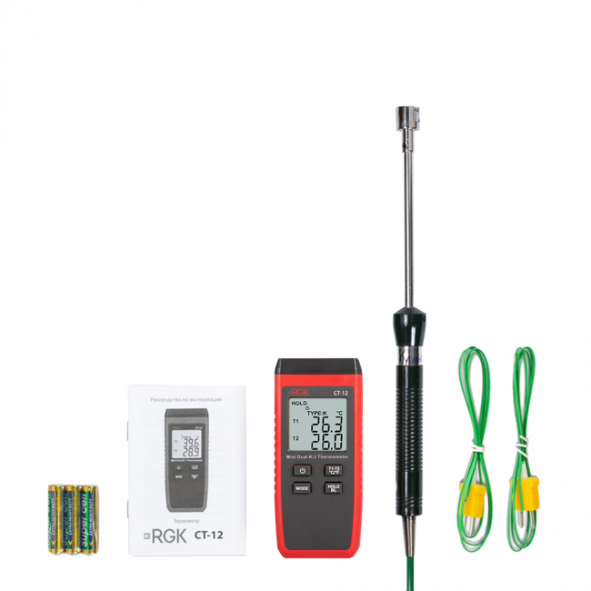 Термометр RGK CT-12 с поверхностным зондом TR-10S с поверкой