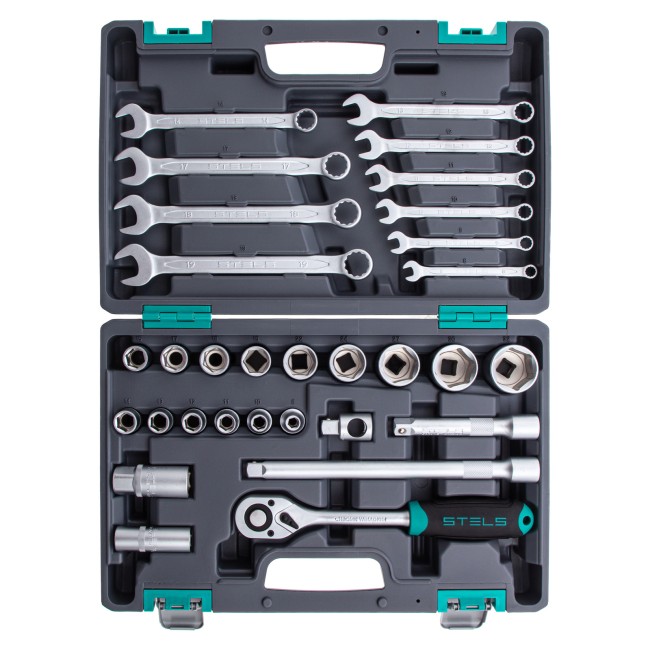 Набор инструментов, 1/2", CrV 31 предмет Stels Набор инструментов, 1/2", CrV 31 предмет Stels