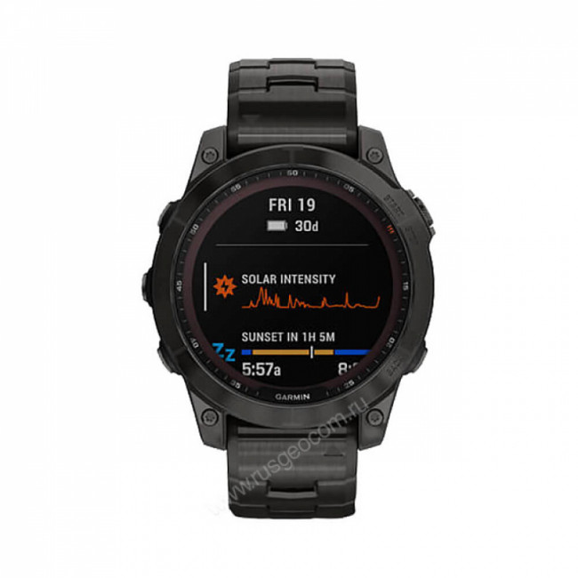 Часы Garmin Fenix 7 Sapphire Solar титановый угольно-серый DLC с угольно-серым титановым DLC браслетом