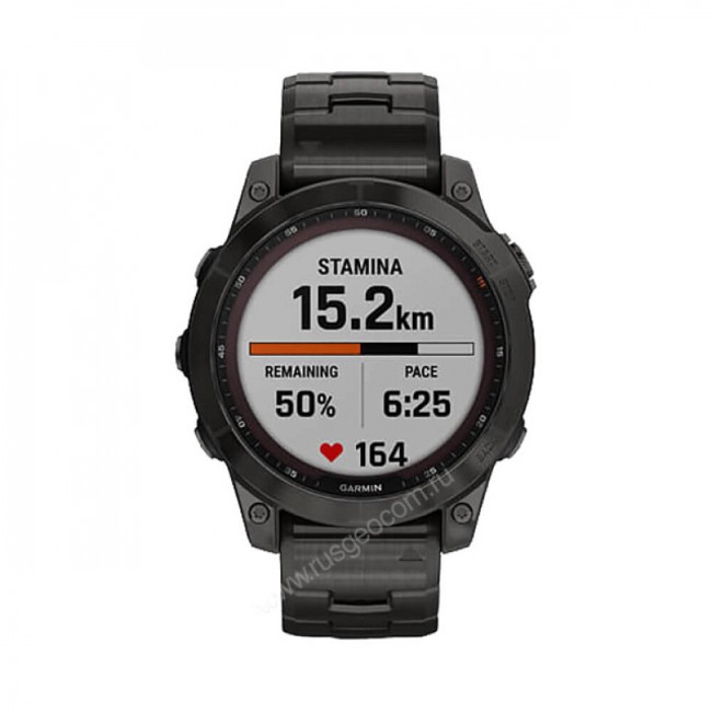 Часы Garmin Fenix 7 Sapphire Solar титановый угольно-серый DLC с угольно-серым титановым DLC браслетом