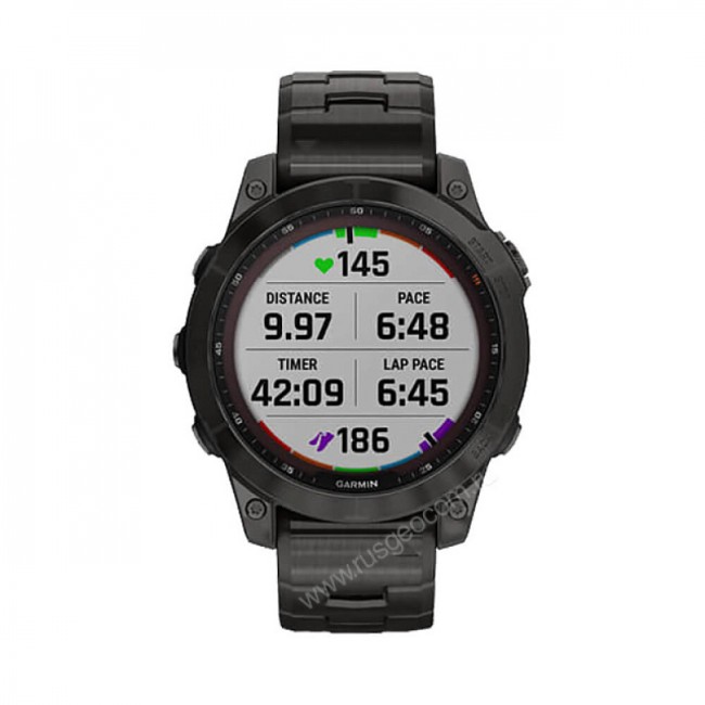 Часы Garmin Fenix 7 Sapphire Solar титановый угольно-серый DLC с угольно-серым титановым DLC браслетом