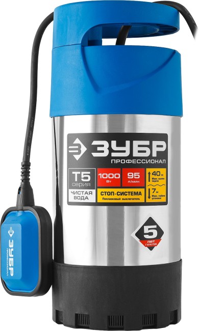Дренажный насос с большим напором Профессионал НПЧ-Т5-1000-С ЗУБР 1000 Вт Дренажный насос с большим напором Профессионал НПЧ-Т5-1000-С ЗУБР 1000 Вт